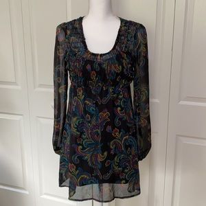 Xhilaration Paisley Boho Sheer Tunic & Lining M